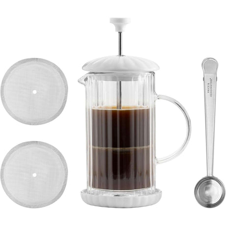 Price & Kensington Luxe French Press White Cafetiere 350ml White - Home Deco London