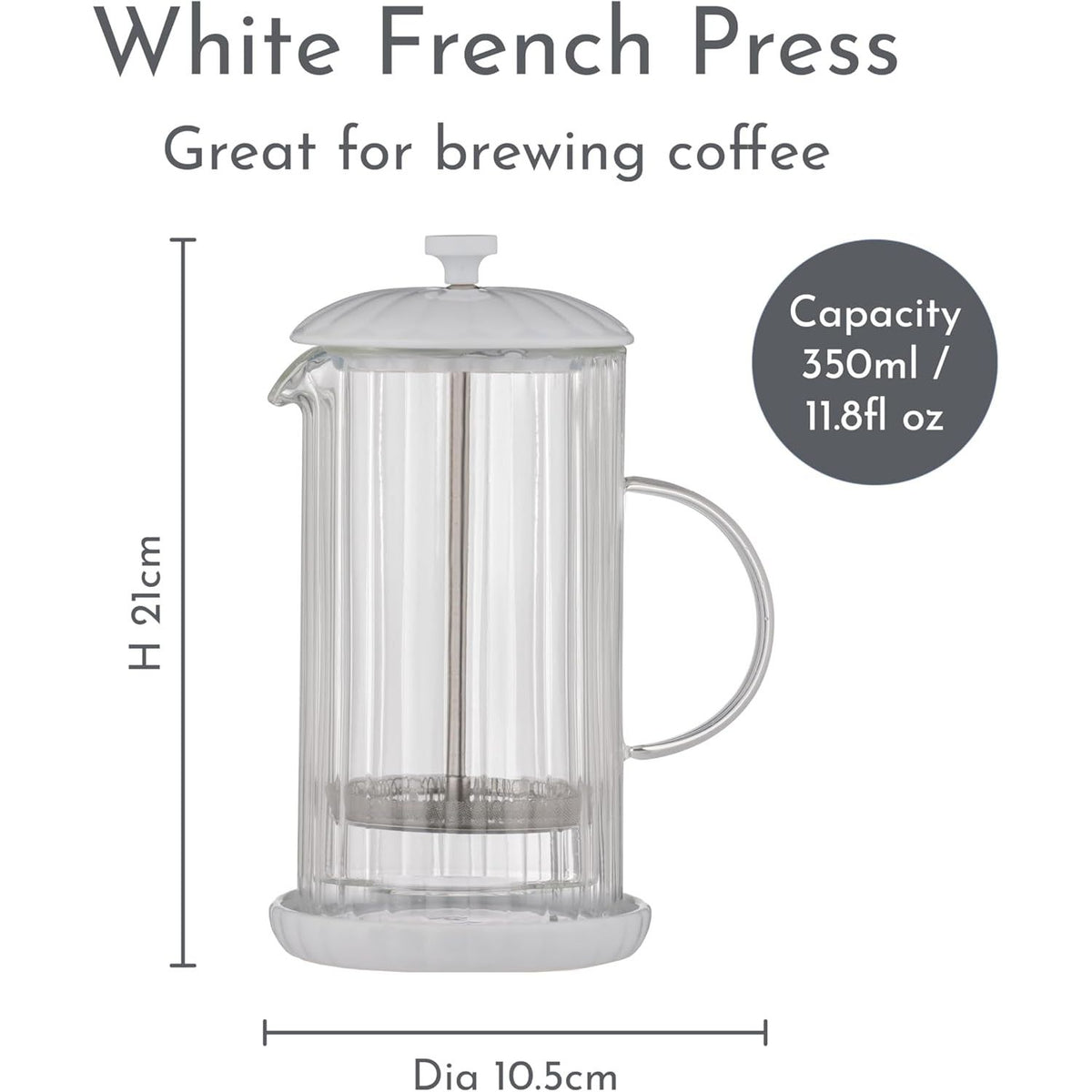 Price & Kensington Luxe French Press White Cafetiere 350ml White - Home Deco London