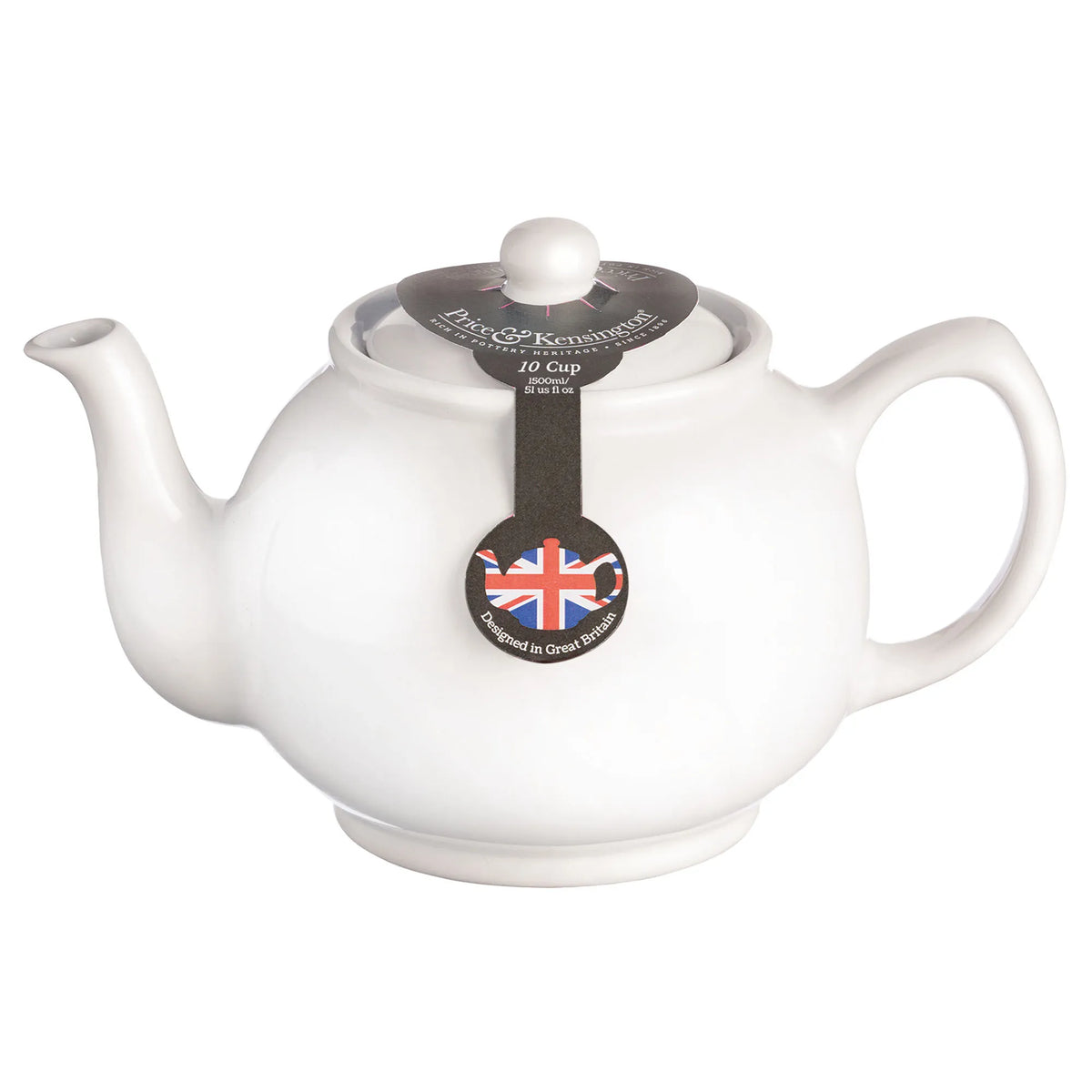 Price & Kensington White 10 Cup Teapot | Stylish Stoneware Design, Microwave & Dishwasher Safe - Home Deco London