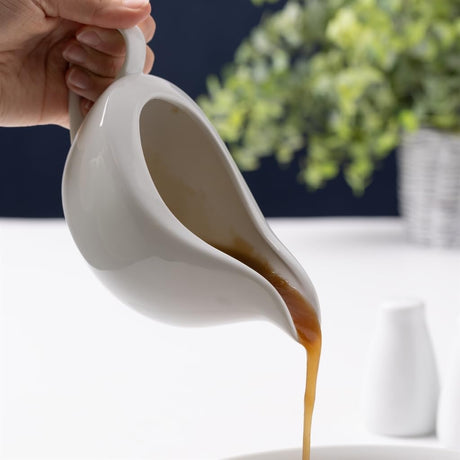 Price & Kensington Simplicity White Porcelain Gravy Boat and Saucer - Home Deco London