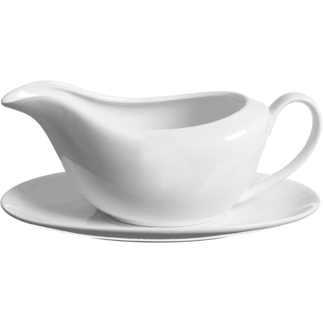 Price & Kensington Simplicity White Porcelain Gravy Boat and Saucer - Home Deco London