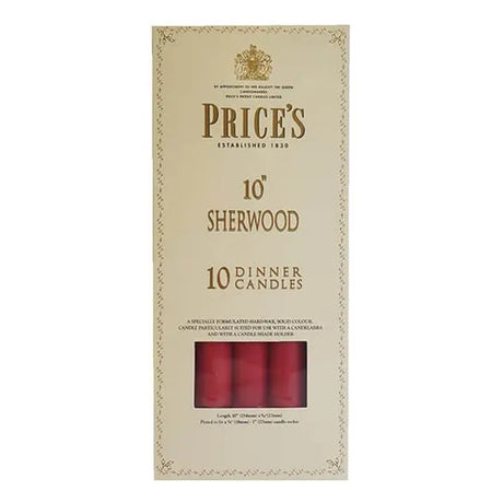 Price's Sherwood 10 Pack 10" Wine Red Dinner Candles - Home Deco London
