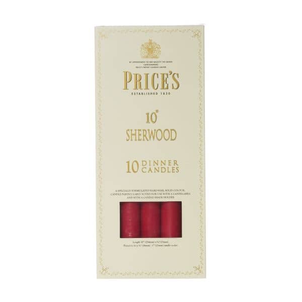 Price's Sherwood 10 Pack 10" Red Dinner Candles - Home Deco London
