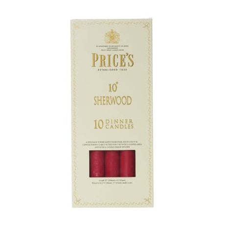 Price's Sherwood 10 Pack 10" Red Dinner Candles - Home Deco London