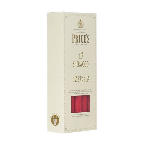 Price's Sherwood 10 Pack 10" Red Dinner Candles - Home Deco London