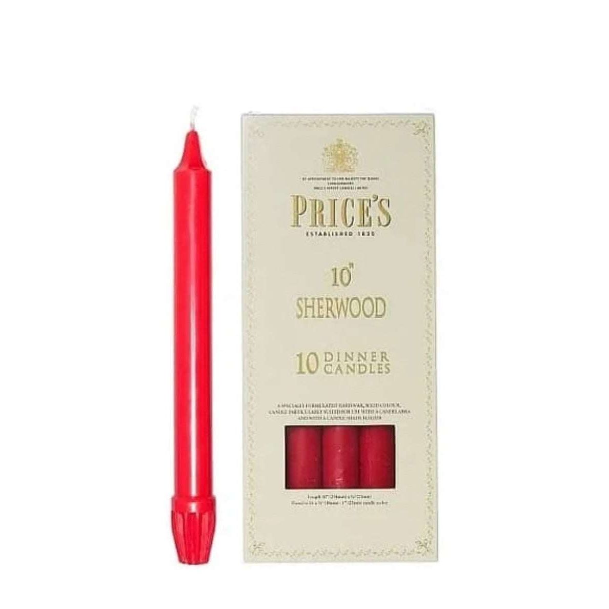 Price's Sherwood 10 Pack 10" Red Dinner Candles - Home Deco London