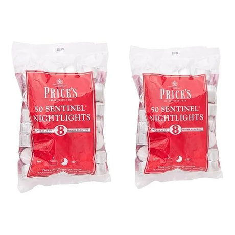 Price's Sentinel Tea Lights Nightlights Pack of 100 Unscented Tealights - Home Deco London