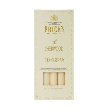 Price's Sherwood 10 Pack 10" Ivory Dinner Candles - Home Deco London