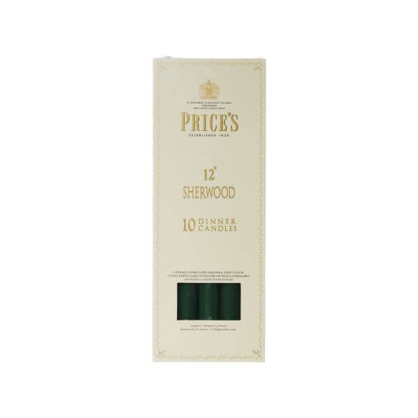 Price's Sherwood 10 Pack 12" Evergreen Dinner Candles - Home Deco London