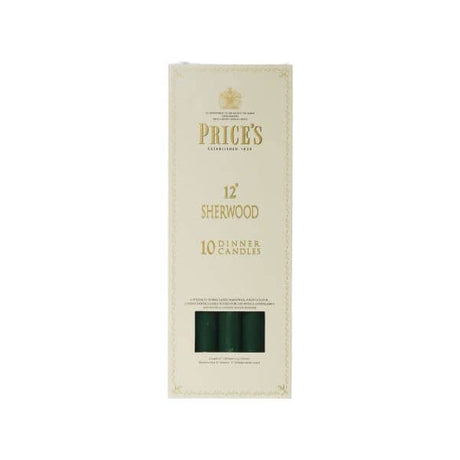 Price's Sherwood 10 Pack 12" Evergreen Dinner Candles - Home Deco London