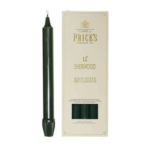 Price's Sherwood 10 Pack 12" Evergreen Dinner Candles - Home Deco London