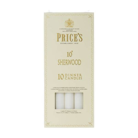 Price's Sherwood 10 Pack 10" White Dinner Candles - Home Deco London