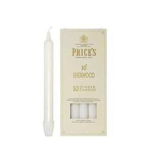 Price's Sherwood 10 Pack 10" White Dinner Candles - Home Deco London