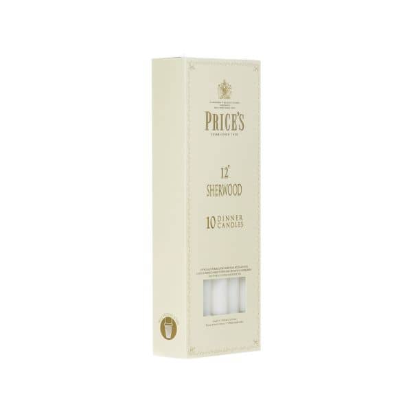 Price's Sherwood 10 Pack 12" White Dinner Candles - Home Deco London