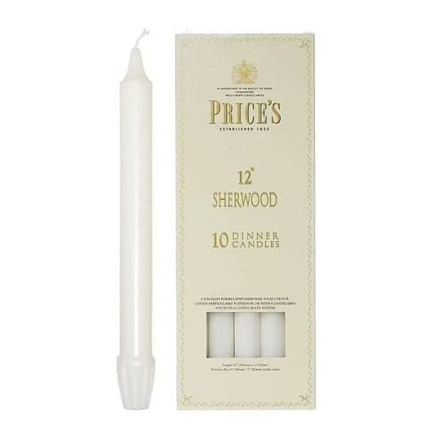 Price's Sherwood 10 Pack 12" White Dinner Candles - Home Deco London