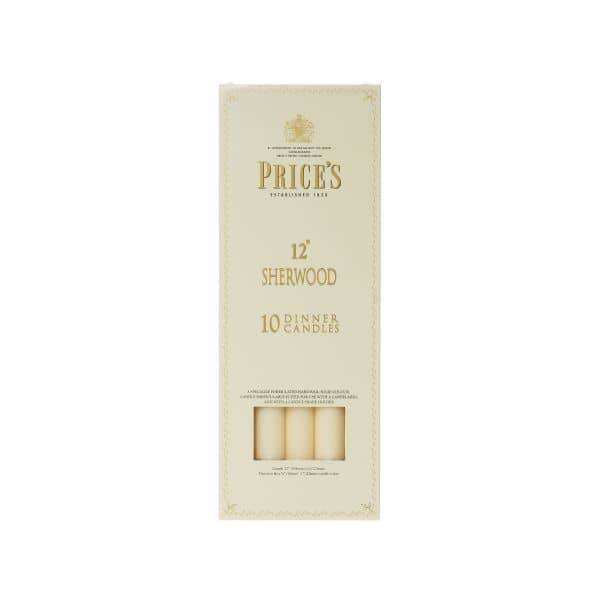 Price's Sherwood 10 Pack 12" Ivory Dinner Candles - Home Deco London