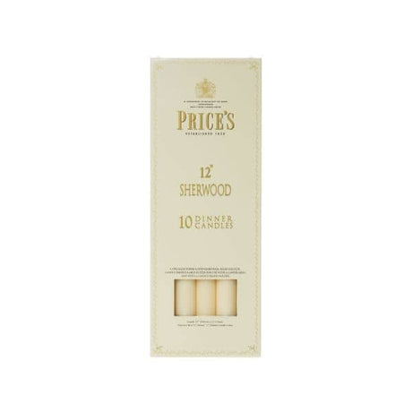 Price's Sherwood 10 Pack 12" Ivory Dinner Candles - Home Deco London