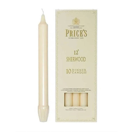 Price's Sherwood 10 Pack 12" Ivory Dinner Candles - Home Deco London