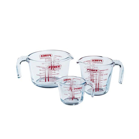 Pyrex Glass Measuring Jugs Set of 3 - 250ml, 500ml, 1L, Home Deco London