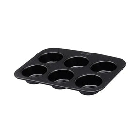 Pyrex Glide 6 Muffin and Cupcake Tray showcasing its durable non-stick surface and ergonomic handle for easy baking.