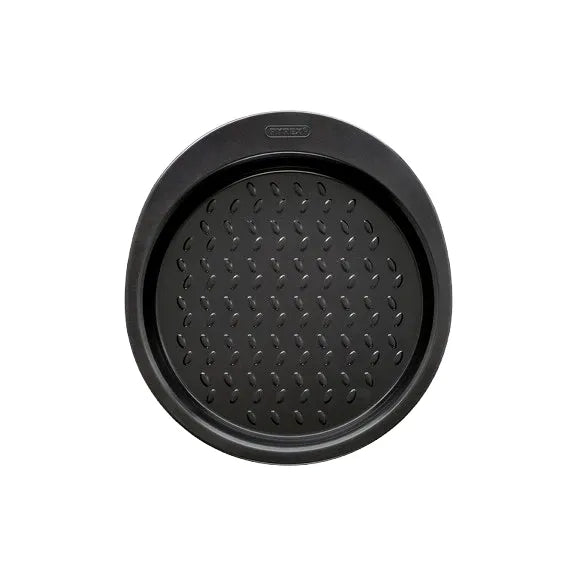 Close-up of the Pyrex Glide Cake tin 22cm highlighting the ergonomic side handle and non-stick surface for safe cooking.