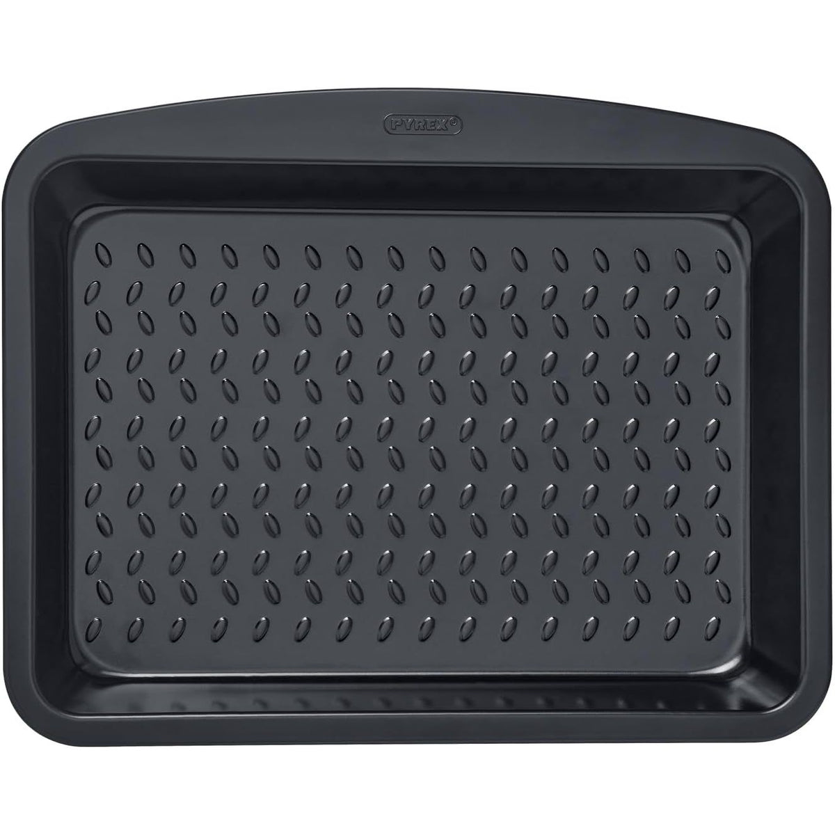 Pyrex Glide Metal Roaster 34x24cm, a durable non-stick roasting pan for effortless cooking.