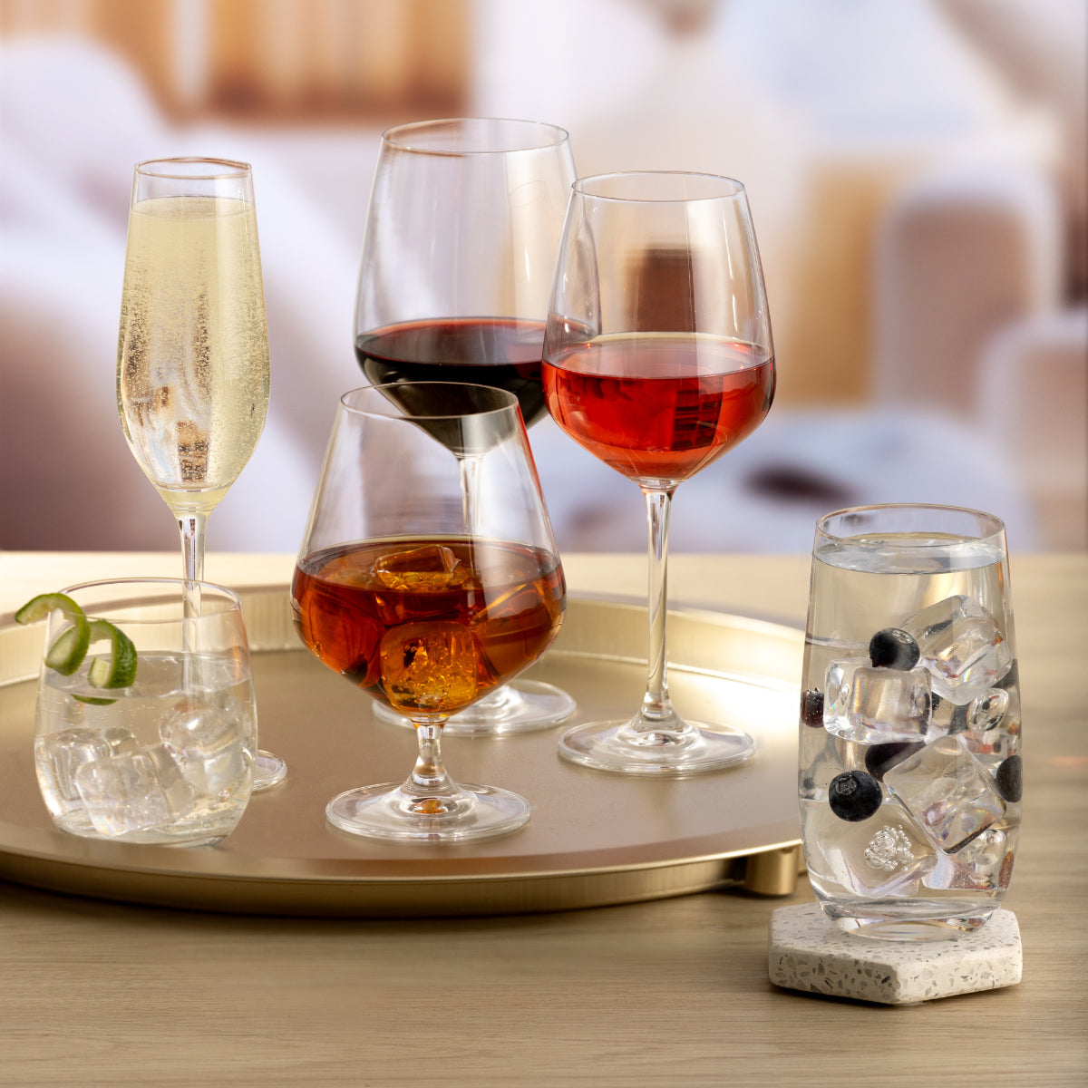 Ravenhead Kings brandy glasses set presented on a table, ideal for sophisticated serving of cognac or armagnac.