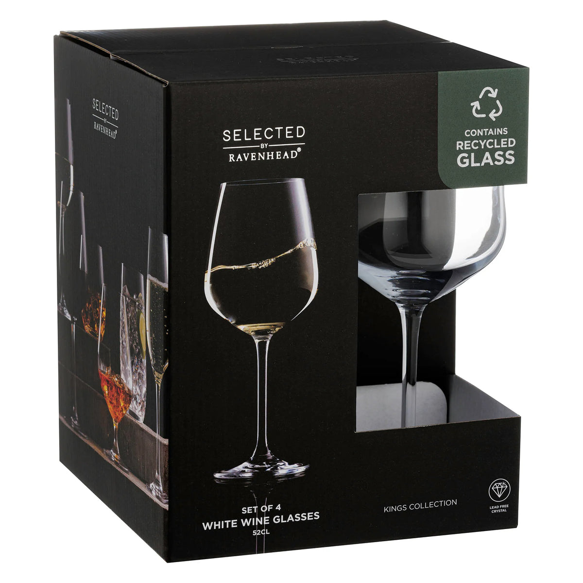 Ravenhead Kings Set of 4 White Wine Glasses 520ml - Home Deco London