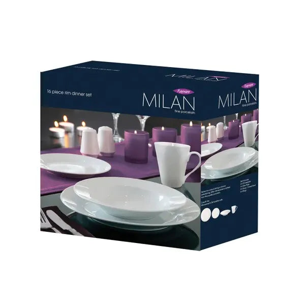 Rayware Milan White Rim 16 Piece Dinner Set - Home Deco London