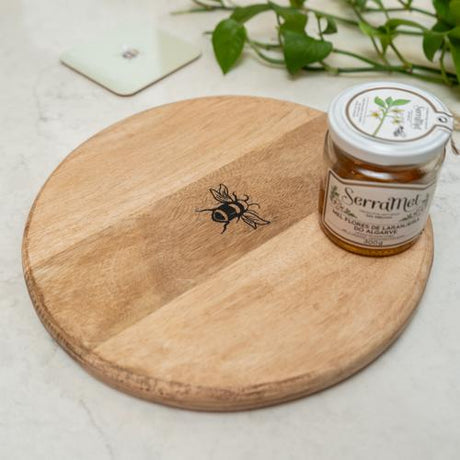 Bee Design Kitchen Board 32cm Round Wooden - Home Deco London