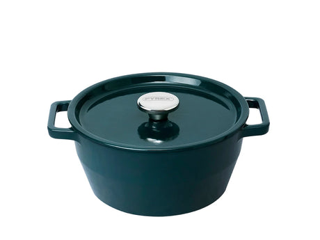 Pyrex SlowCook Eclipse Green Round Cast Iron Casserole Dish 24cm