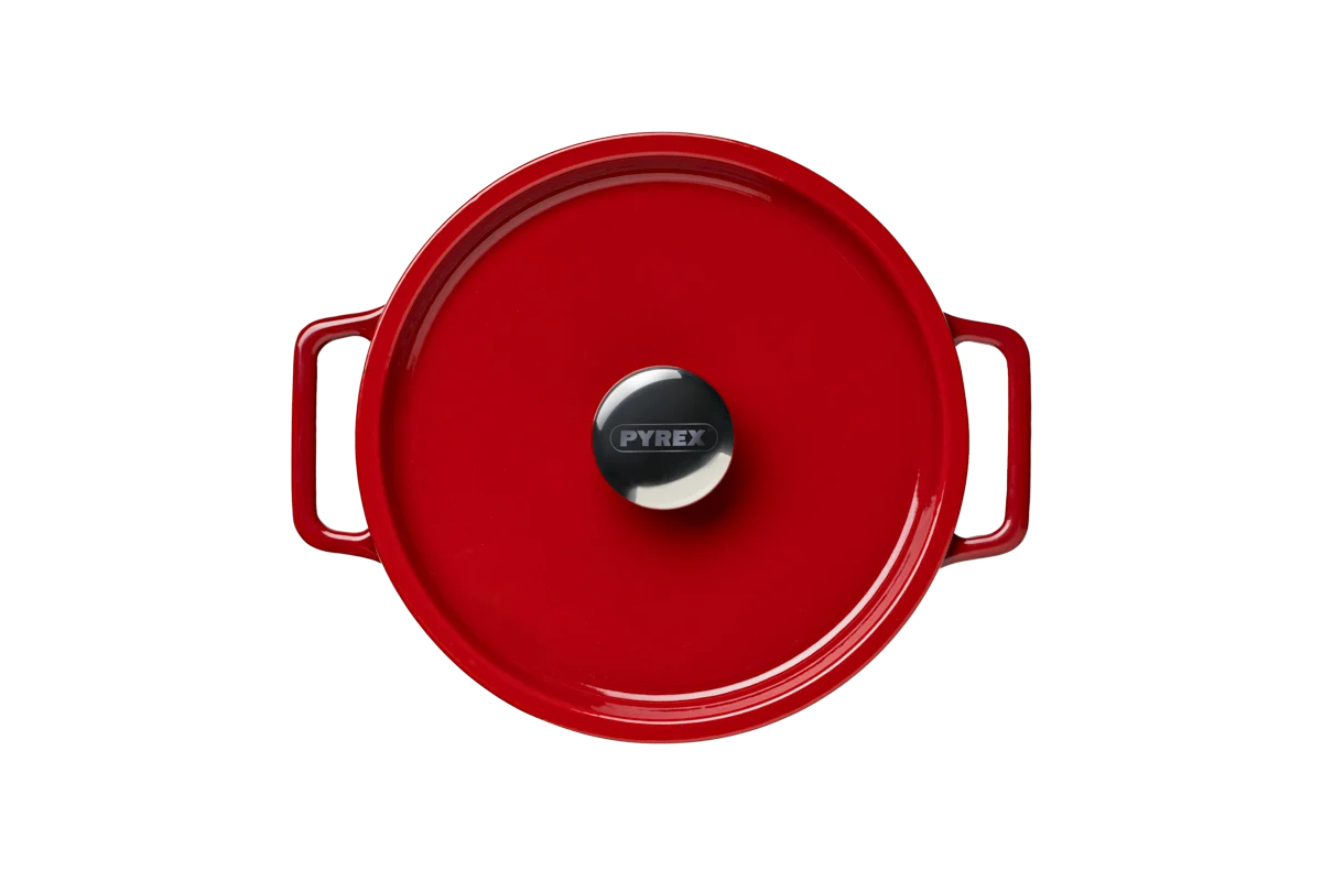 Pyrex SlowCook Red Round Cast Iron Casserole Dish 24cm - Currently on Order - Orders will be delivered from the 15/10/2026.