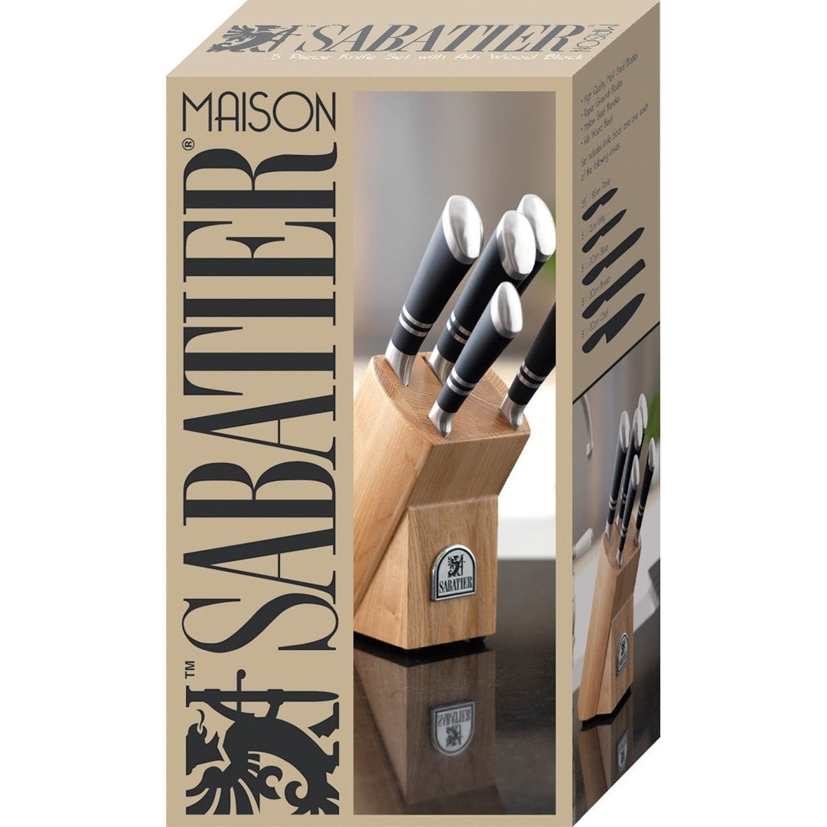 Sabatier Maison Ashwood 5-Piece Kitchen Knife Block Set - Home Deco London