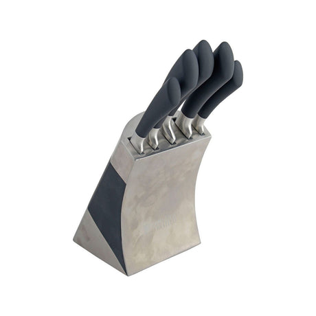 Sabatier Maison 5-Piece Kitchen Knife Block Set with Stainless Steel Block - Home Deco London