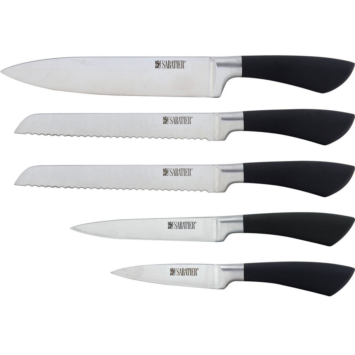 Sabatier Maison 5-Piece Kitchen Knife Block Set with Stainless Steel Block - Home Deco London