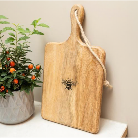 Bees Wooden Paddle Serving Board with Handle - Home Deco London