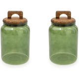 Olives Apothecary Kitchen Storage Set of 2 Glass Green - Home Deco London