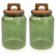 Olives Apothecary Kitchen Storage Set of 2 Glass Green - Home Deco London