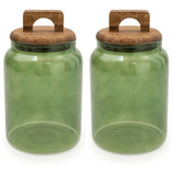 Olives Apothecary Kitchen Storage Set of 2 Glass Green - Home Deco London