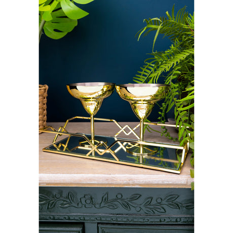 Set of Two Art Deco Gold Margarita Glasses - Home Deco London