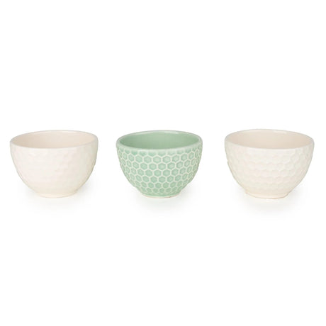 Bees Nibble Set of 3 Ceramic Bowls Set of 3 Cream and Mint Green - Home Deco London