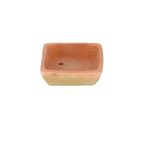 Set of 3 Square Aged Terracotta Pots with Mossy Finish - Handmade Garden Décor - Home Deco London