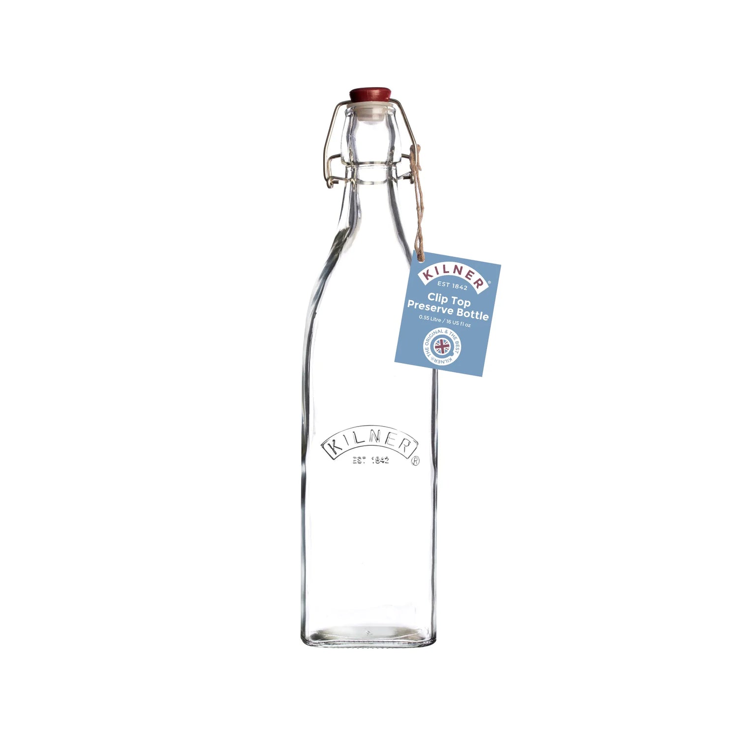 Kilner Clip Top Square Bottle 0.55 Litre Pack of 4 - Home Deco London