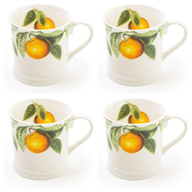 Orange Blossom Set of 4 Ceramic Tankard Mugs 430ml - Home Deco London