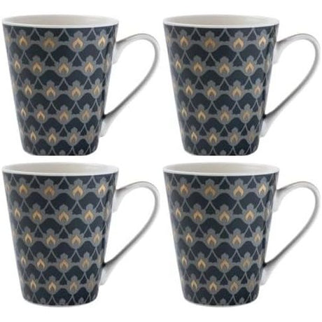 Oriental Heron Design Ceramic China Set of 4 Mugs - Home Deco London