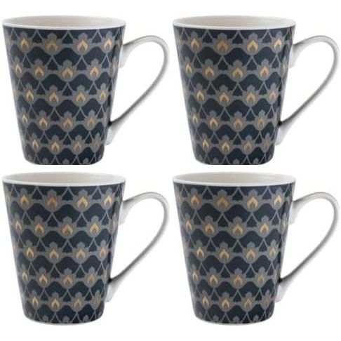 Oriental Heron Design Ceramic China Set of 4 Mugs - Home Deco London