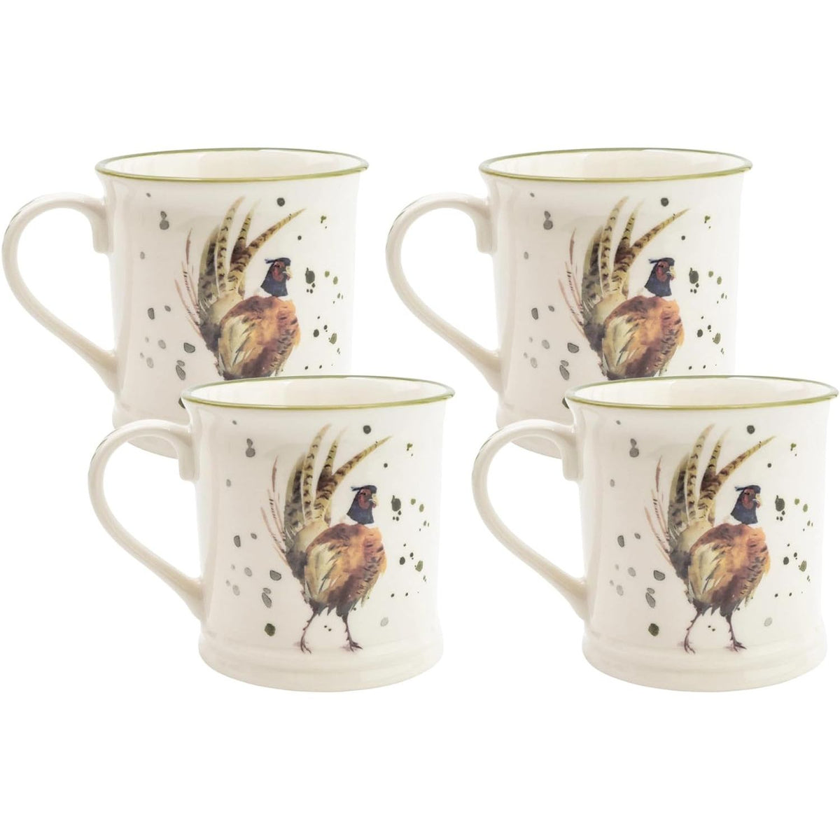 Country Kitchen Pheasant Ceramic Tankard Mug Set of 4 - Home Deco London