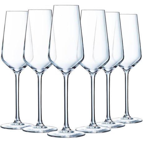 Distinction Cristal D'arques Champagne Flutes Set of 6, 23cl Krysta Crystal Glasses - Home Deco London