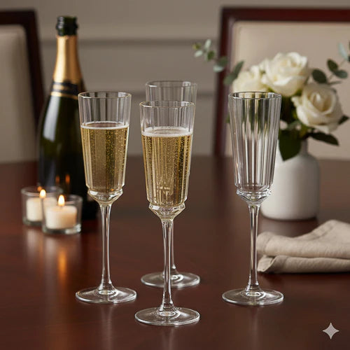 Cristal D'Arques Macassar Set of 4 Champagne Flute Glasses 17cl - Home Deco London