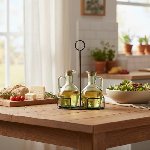 Vintage-Style Oil and Vinegar Dispenser Set - 2 Green - Home Deco London
